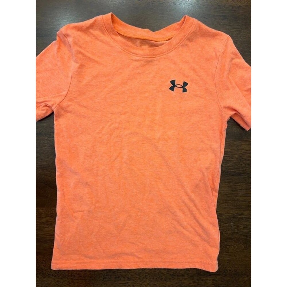 Neon Orange Boys Underarmour Short Sleeve T-Shirt Size 7